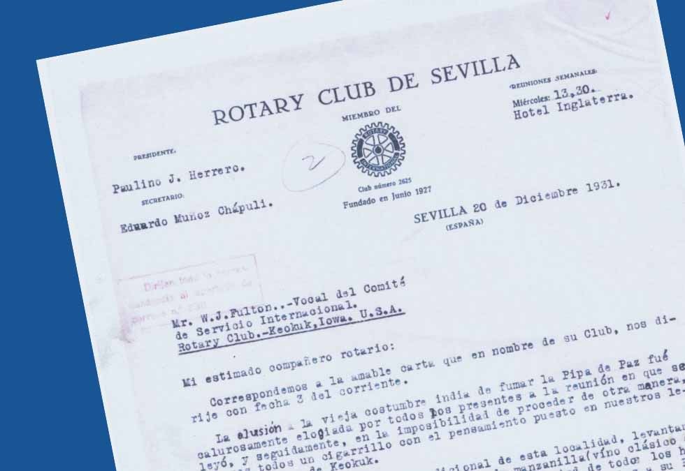 Carta al Rotary Club de Keokuk de Iowa (USA), 1931